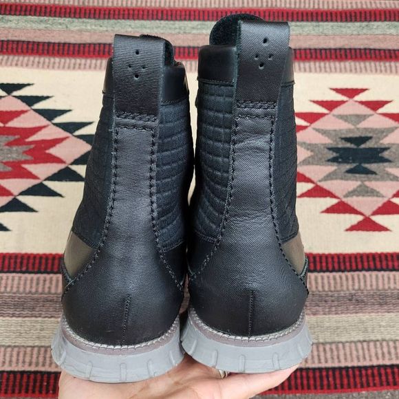 Cole Haan Black Leather Tall Boot Sz 13 Lace Up Lightweight Water Resistant - Picture 5 of 11